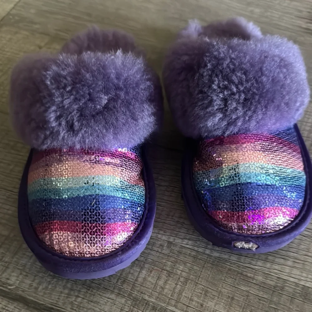 UGG Kids' Sparkly Multicolor and Purple Slippers